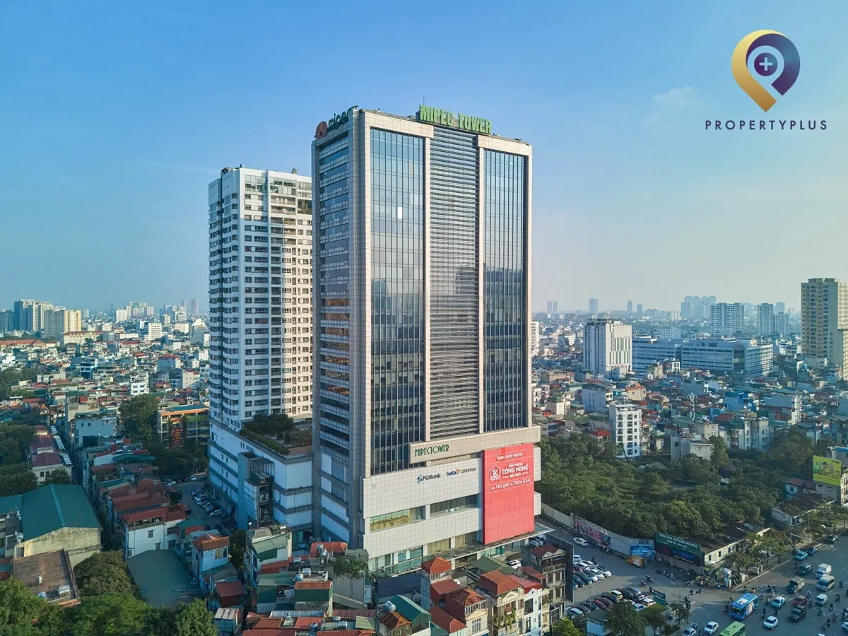 Toàn cảnh tòa nhà MIPEC Tower nhìn từ trên cao.